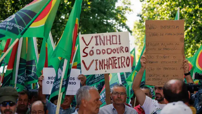 Scenes from the demonstration in Régua earlier this month. Image: Pedro Sarmento Costa / Lusa