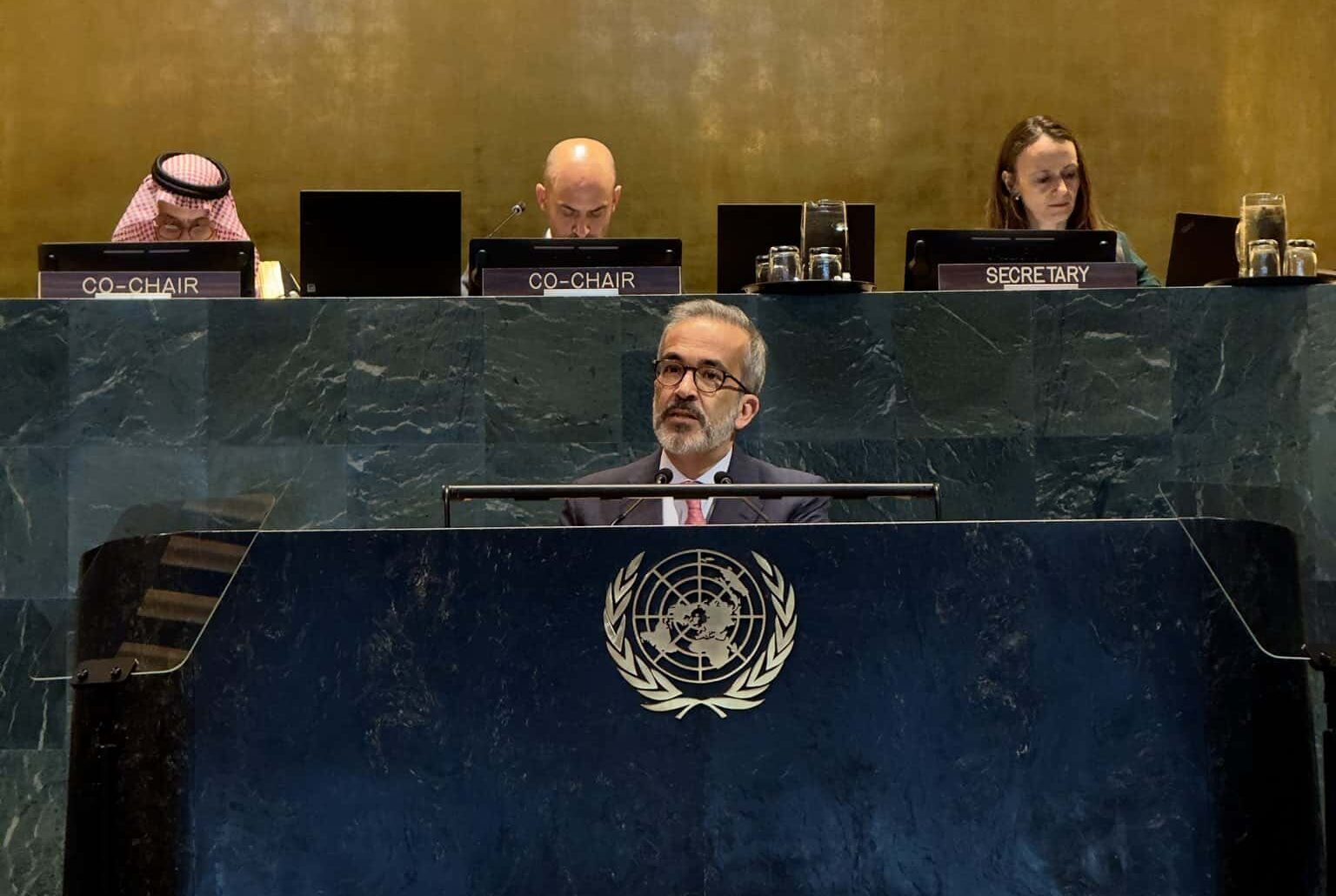 A turning point” at the Two-State Solution Conference in New York. Foreign Minister Paulo Rangel makes Portugal’s position clear: “The war must end! The humanitarian crisis and hunger must end” and “The Palestinian Authority provides guarantees that enable the two-state solution” Image: https://x.com/nestrangeiro_pt/status/1950238832382644280/photo/3