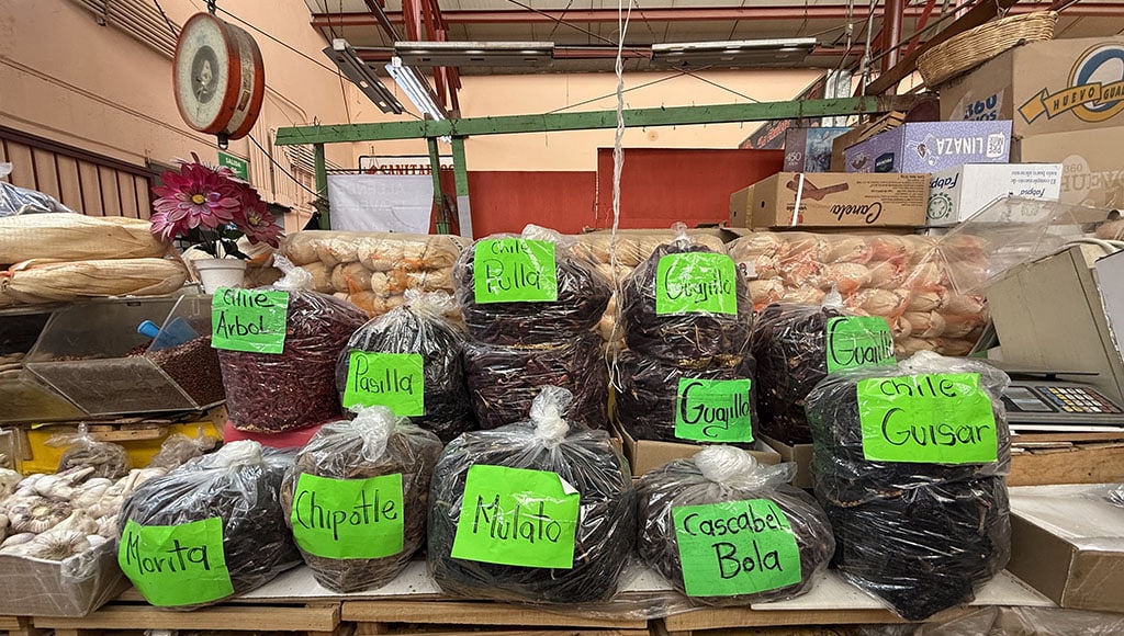 Selection of dried chillies