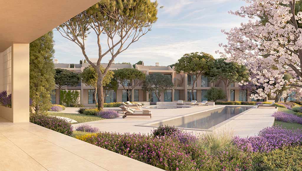 View of the communal garden and pool at The Residences Vale do Lobo