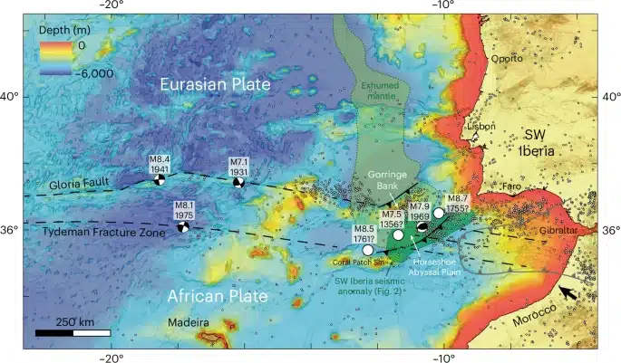 Simplified map from nature.com to show southwest Iberian segment of Africa-Eurasia plate boundary
