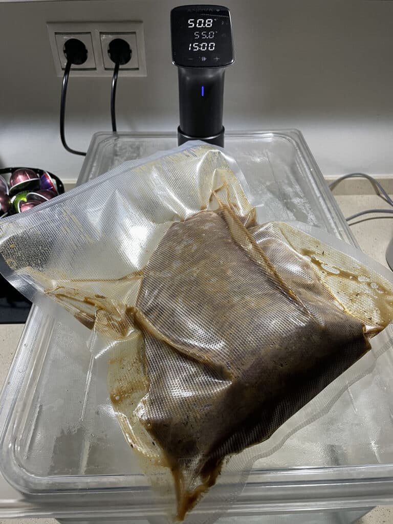 Picanha is waiting for a sous vide bath