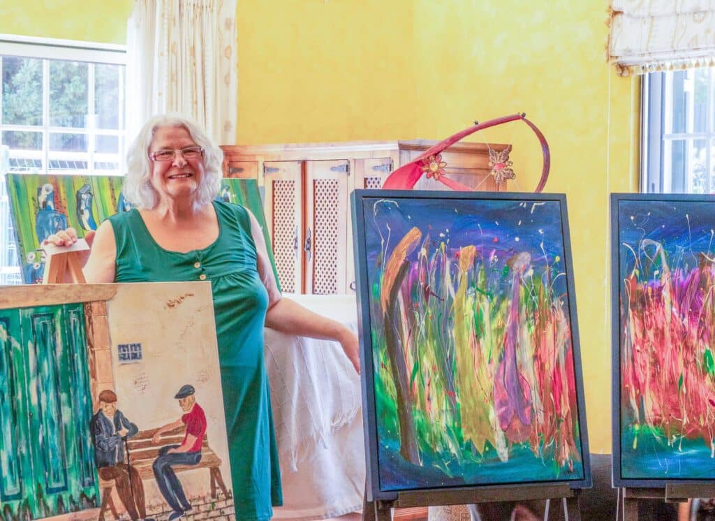 Shelley Foley with her artwork - Photo: Eric Roth