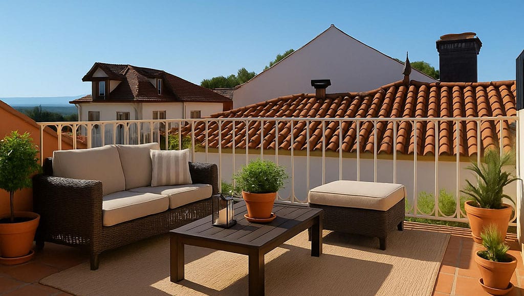 Terrace views over the town and countryside