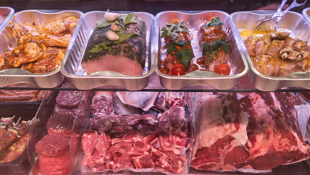 Meats at the brand-new in-house butcher’s counter, Talho Baptista, in Baptista Supermarket