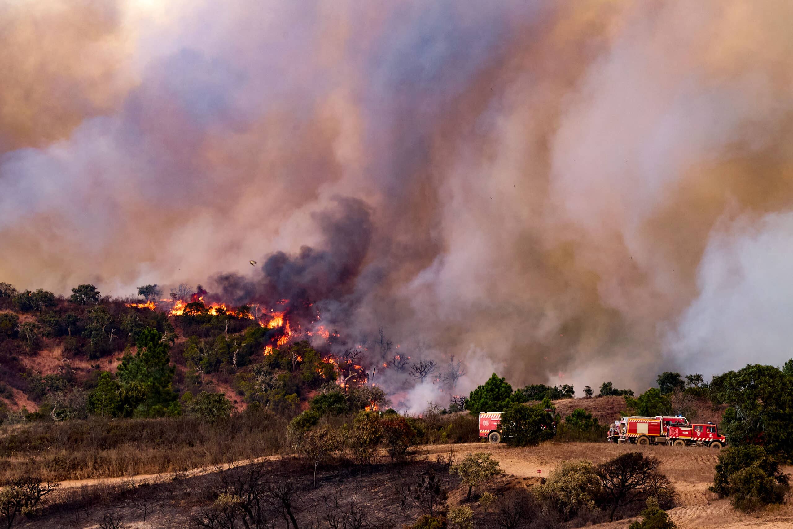 A wildfire raged for three days in the western Algarve and is still being monitored by hundreds of firefighters (Photo: Luís Branca/Lusa)