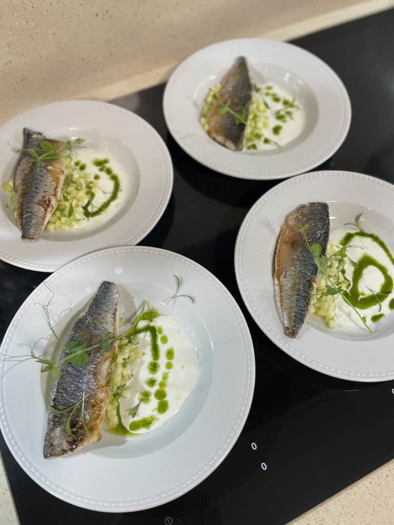 Mackerel with apple salsa