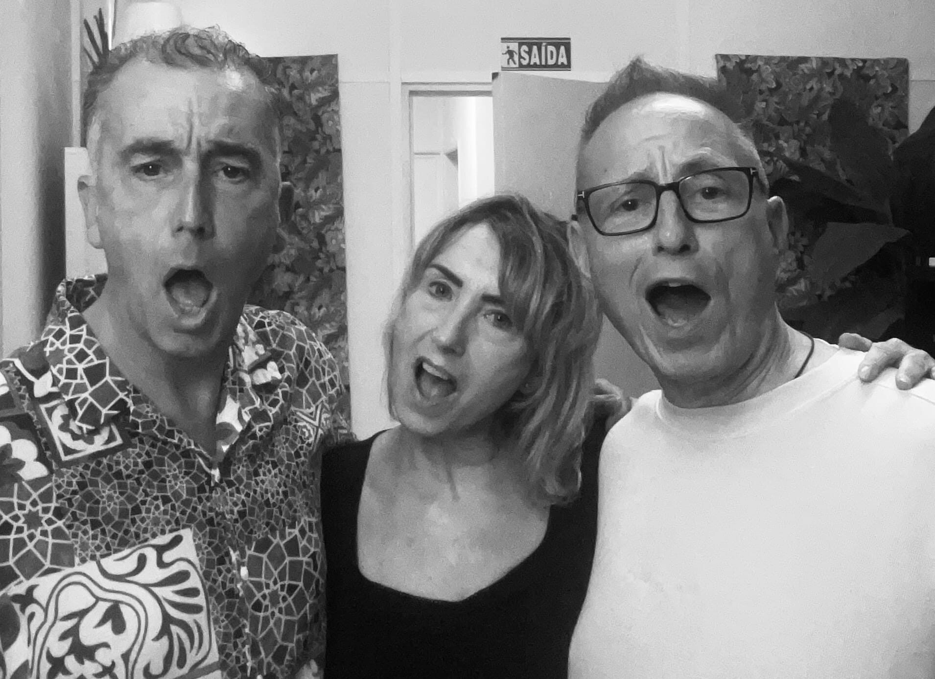 Paul, Sarah and Richard in rehearsals for the radio comedy sketch