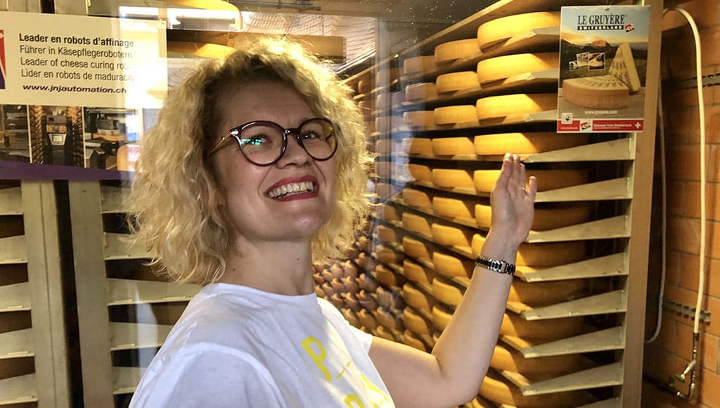 Visiting Gruyère cheese factory