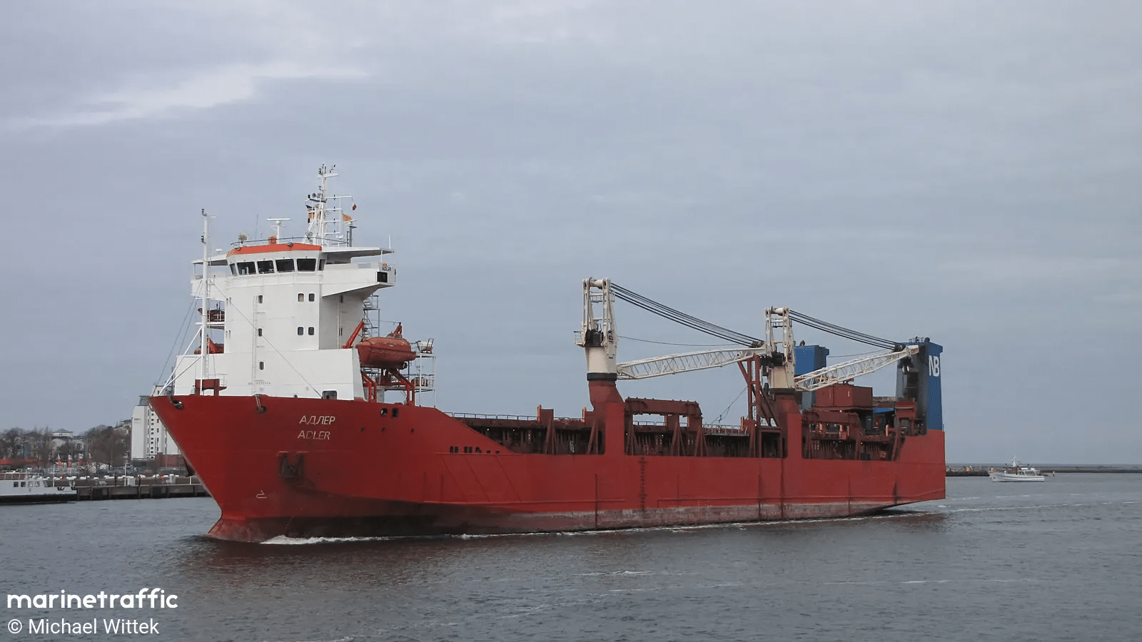 Details of the Adler are freely available on navigation sites like Marine Traffic, in spite of the fact that the vessel is on a blacklist. This image can be found on that site, with many others. It was taken by Michael Wittek.