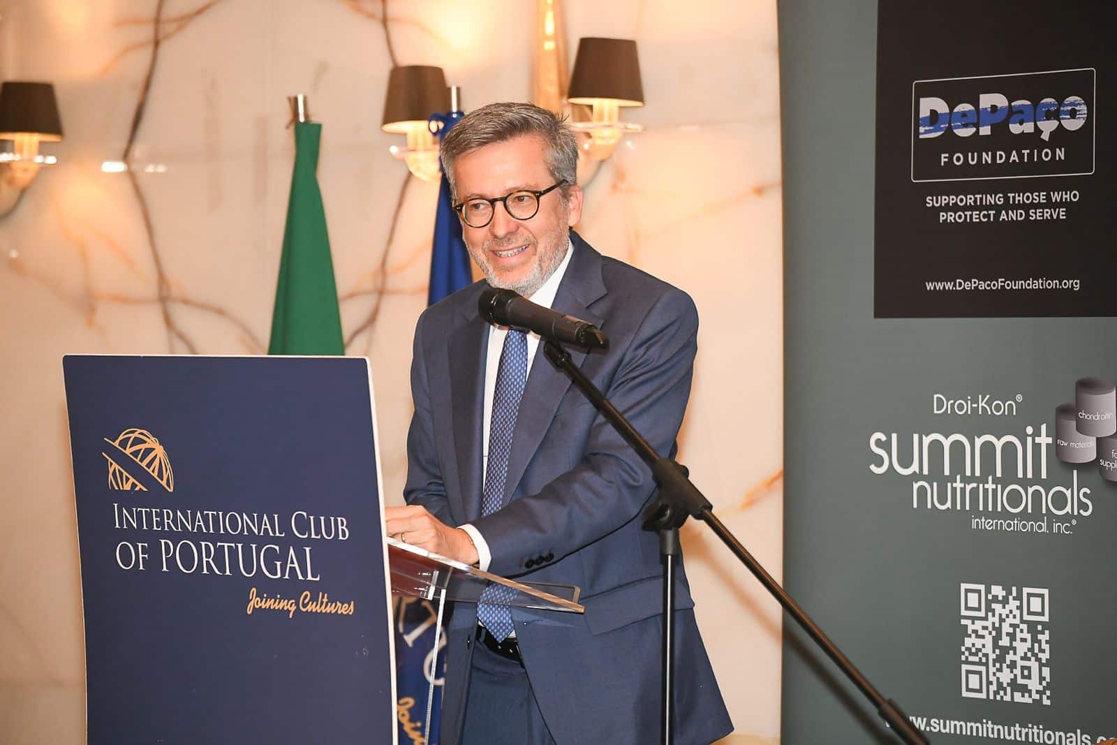 Carlos Moedas speaking at the International Club of Portugal