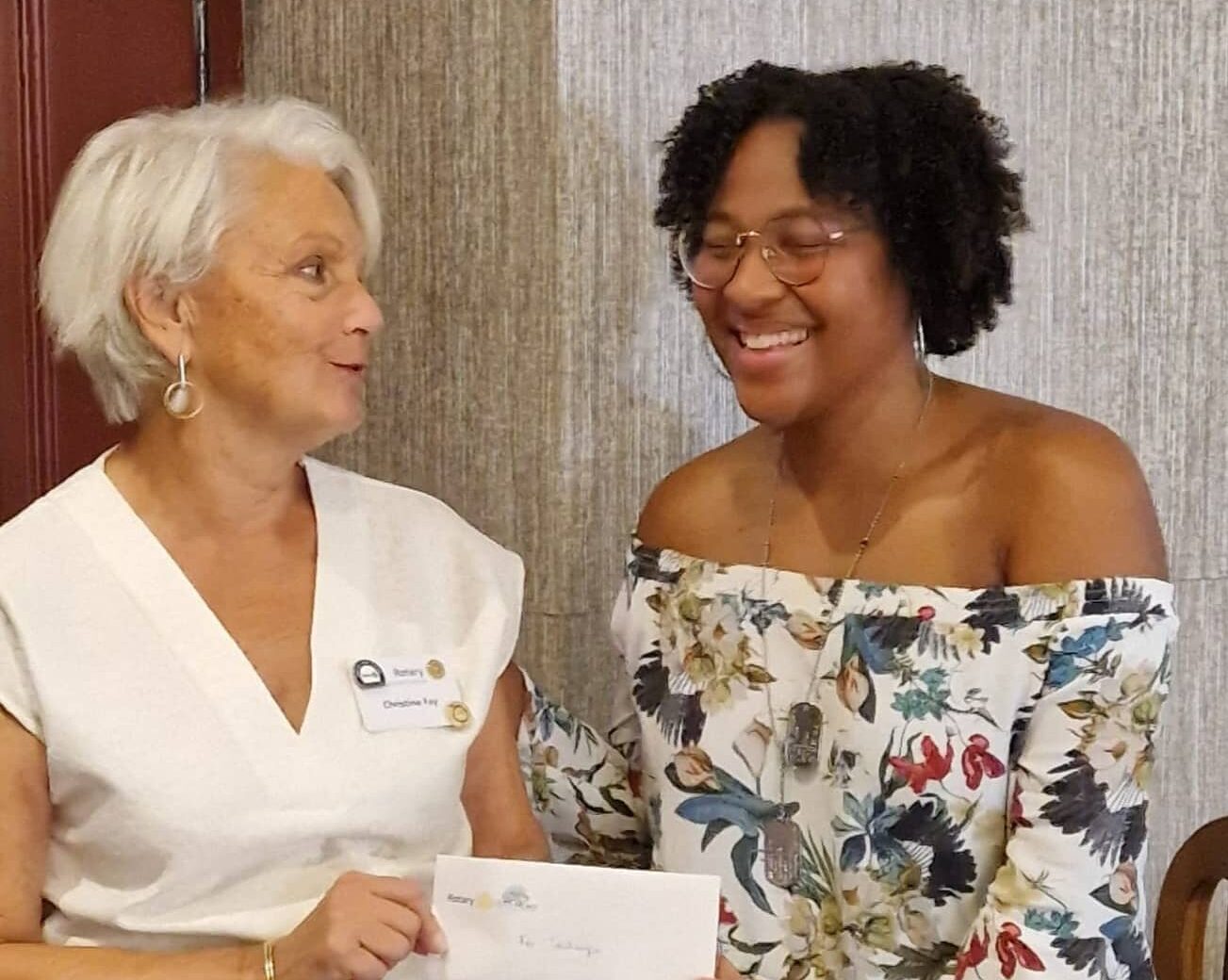 RCEPI president Christine Fay with nurse Tashmyn Rosario