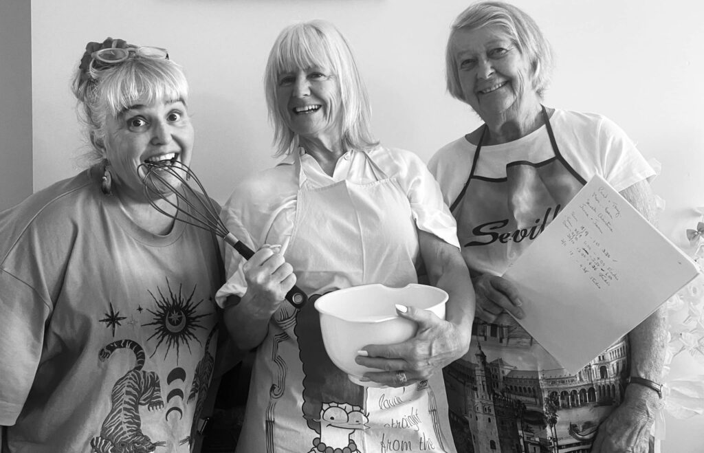 Maria, June and Gloria rehearsing for a comedy sketch