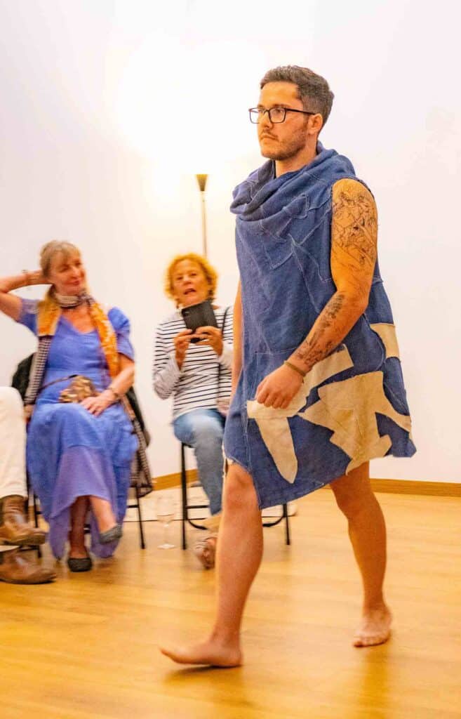 Up-cycled outfit by Konceito-R in collaboration with Manoli Ortiz