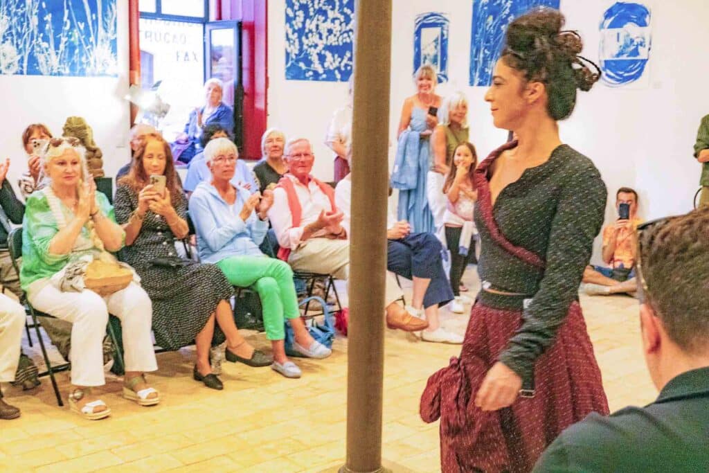 Up-cycled top and skirt by Konceito-R in colaboration with Manoli Ortiz