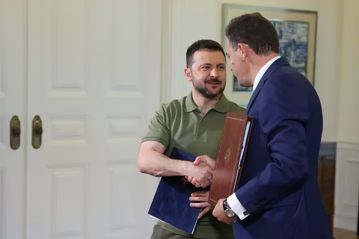 Image of President Zelenskyy with Luís Montenegro by José Sena Goulão/ Lusa