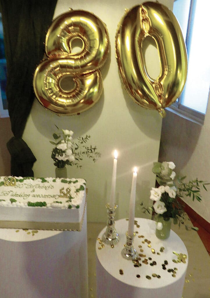 A display at Pat and his lovely wife's 80th birthday celebration