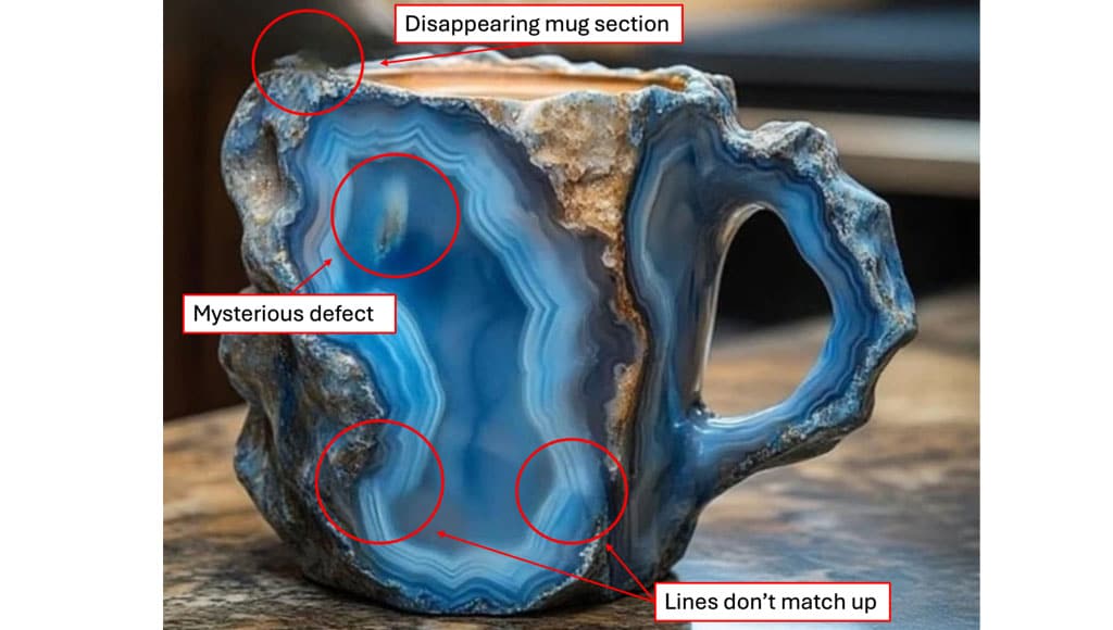 A sold crystal mug, annotated by Bellingcat