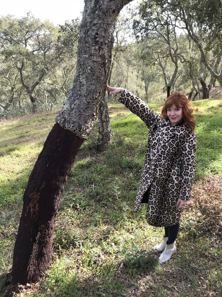 Candace Olsen near a cork tree