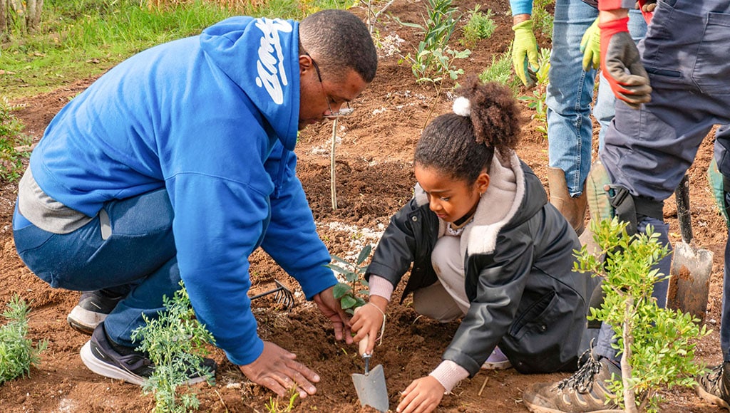 Family planting at the Mini-Forest