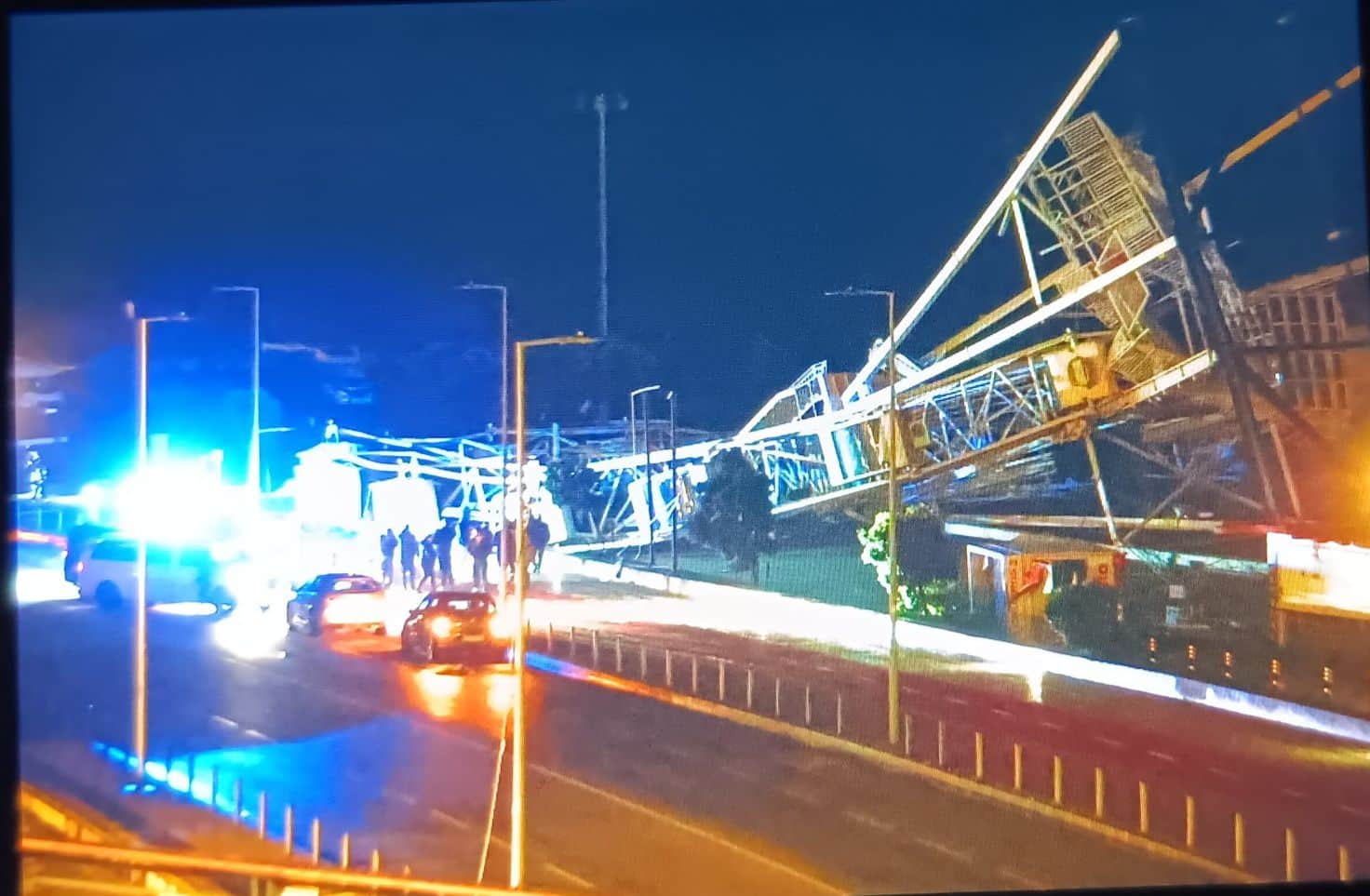 Image of Figueira da Foz ferris wheel which collapsed overnight in the high winds. Image: Braga facebook