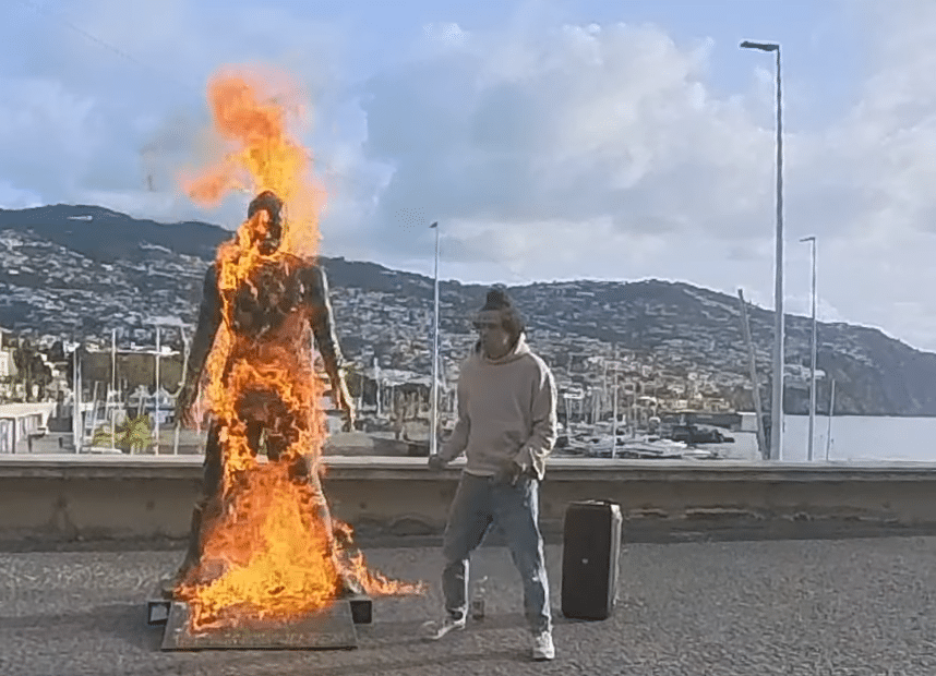 Man films himself setting fire to Cristiano Ronaldo statue in Funchal