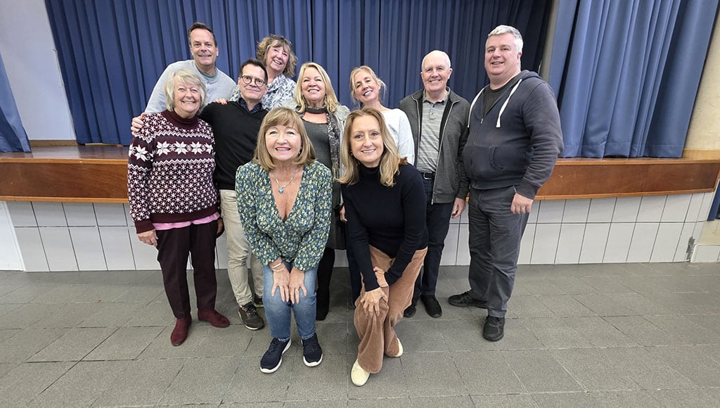 The cast and musicians of ‘I Love You, You're Perfect, Now Change’ - back row: Frank Remiatte and Shirley Devlin; second row: Gloria Costa, Paul Legault, Angela Theobold, Lara Salter, Alan Smith and Tom Murphy; front row: Tracey Christiansen and Nicola Scicluna