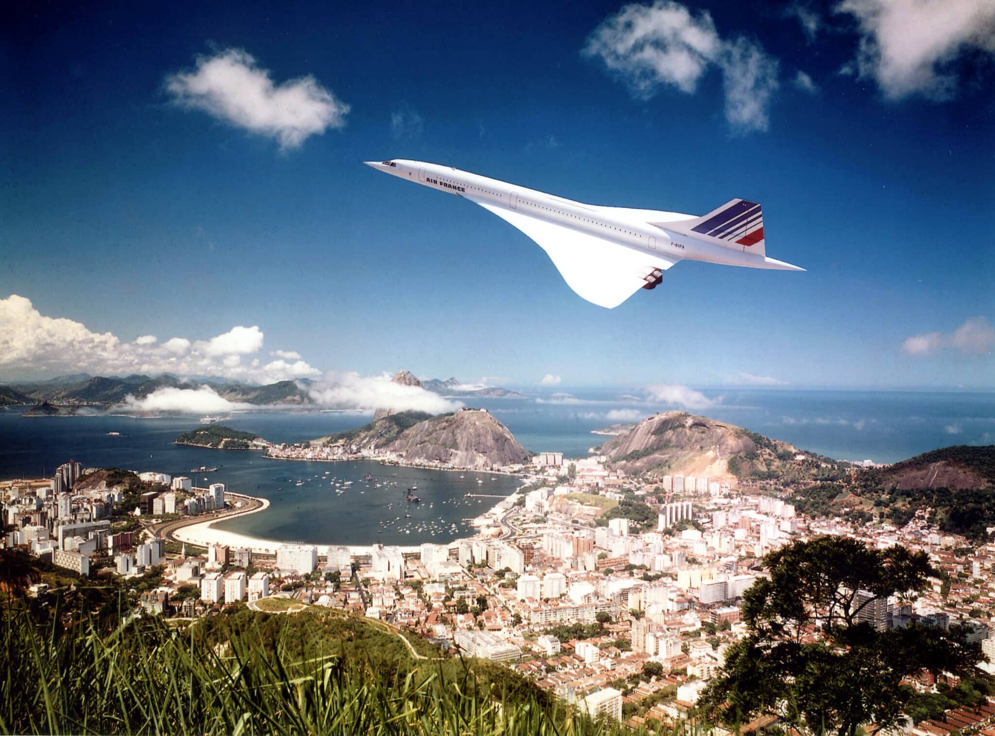 Concorde publicity shot overflying Rio in 1975