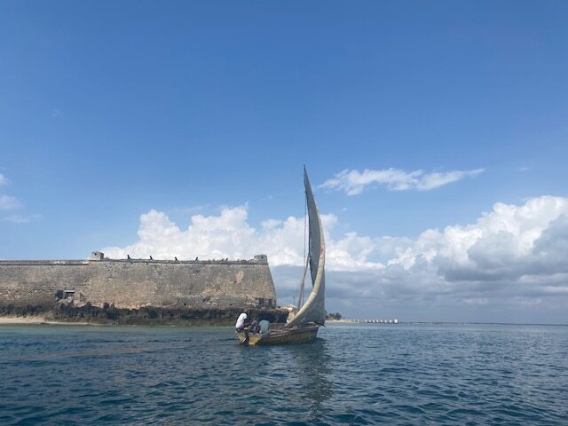 Dhow off Ilha de Moçambique (the cover for the book comes from this picture)