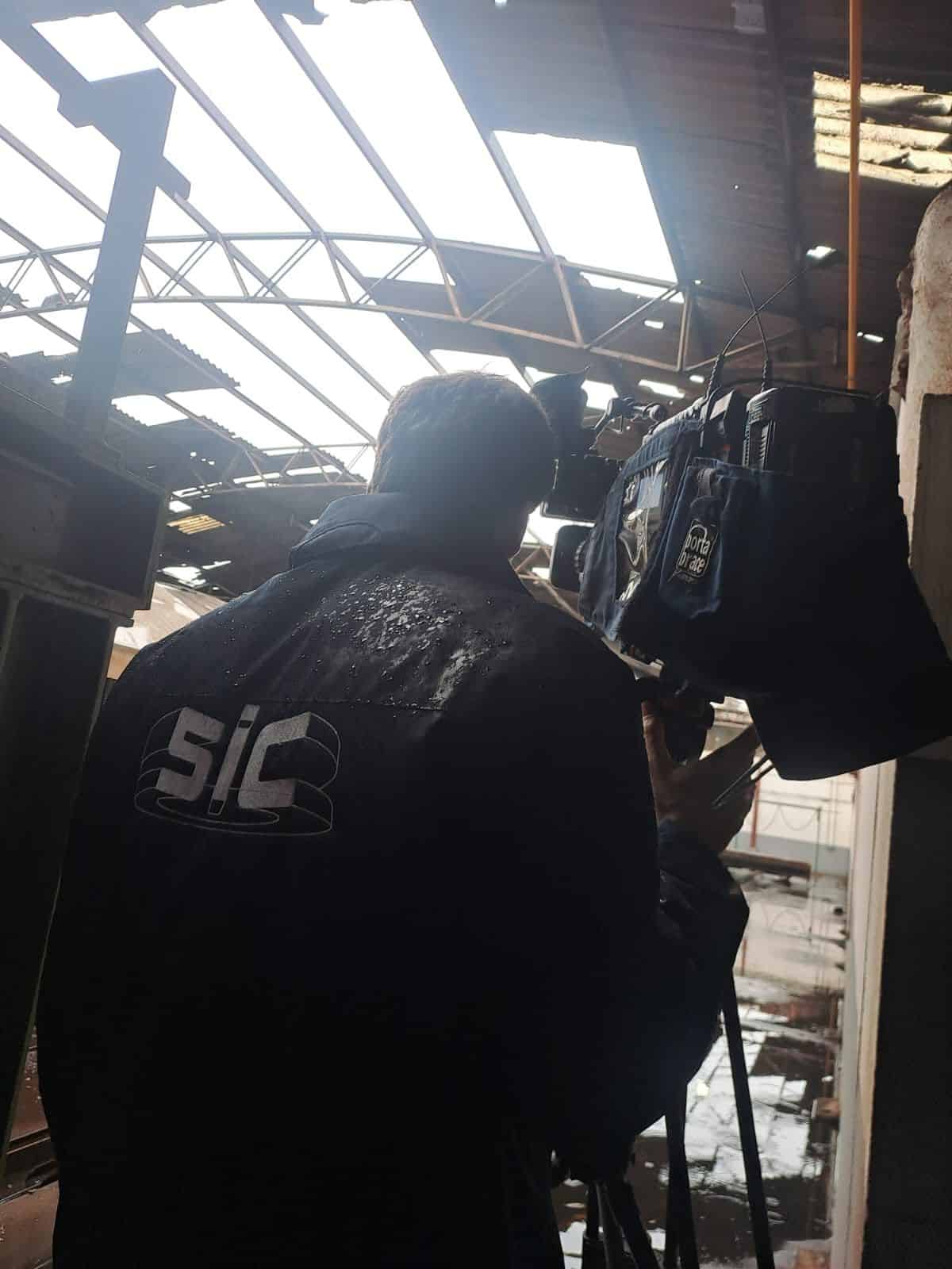 Just one of the many businesses left unable to function following Storm Kristin. Image: Grupo Preceram (building materials) in Pombal