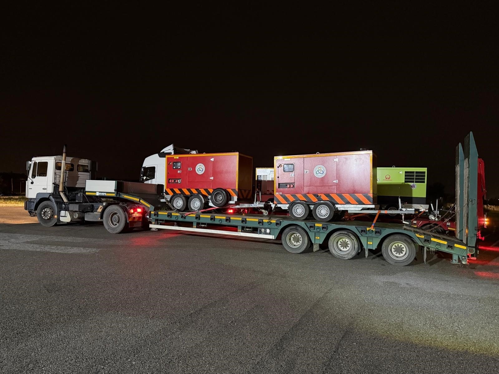 The convoy of generators and other material and expertise set off last night