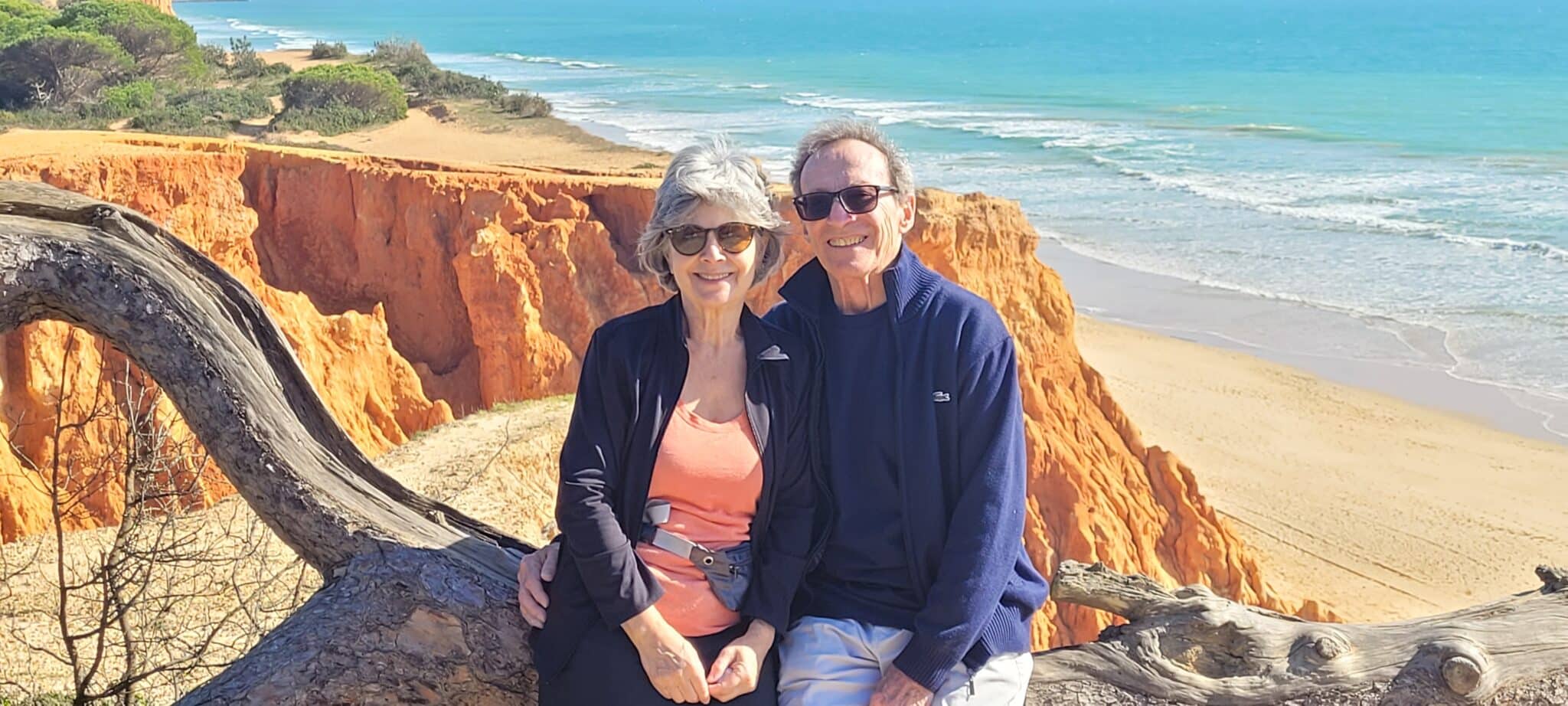 Carol and Tony at Falésia beach