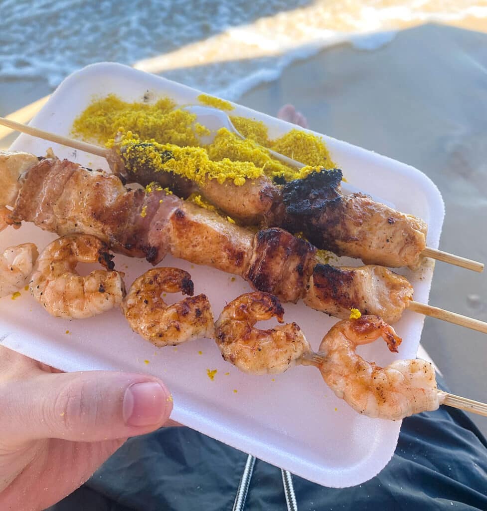 Food sold by vendors on Brazilian beach