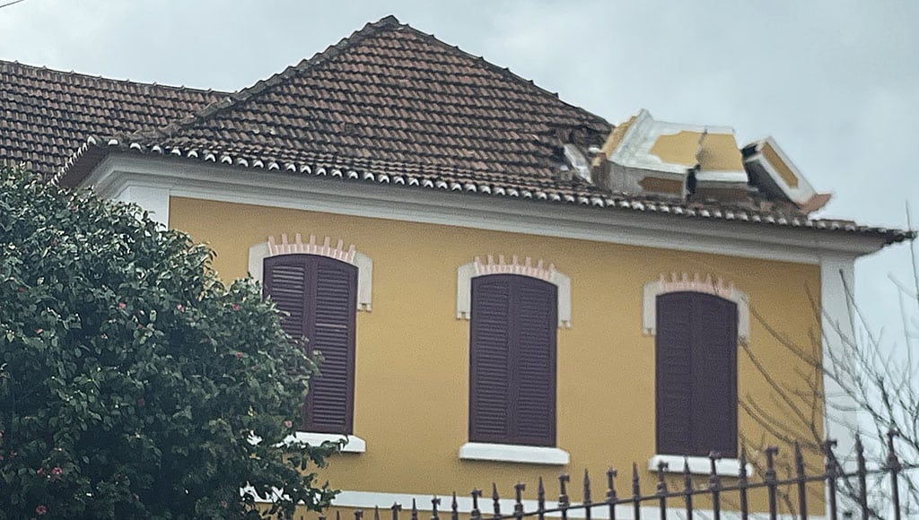 Chimney down at an early 1900s townhouse, Pedrógão Grande
