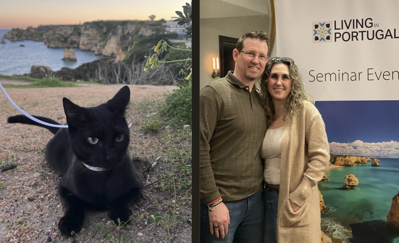 Binx in the Algarve; Jeremy and Jeanette Roman at the 'Living in Portugal' seminar in Philadelphia