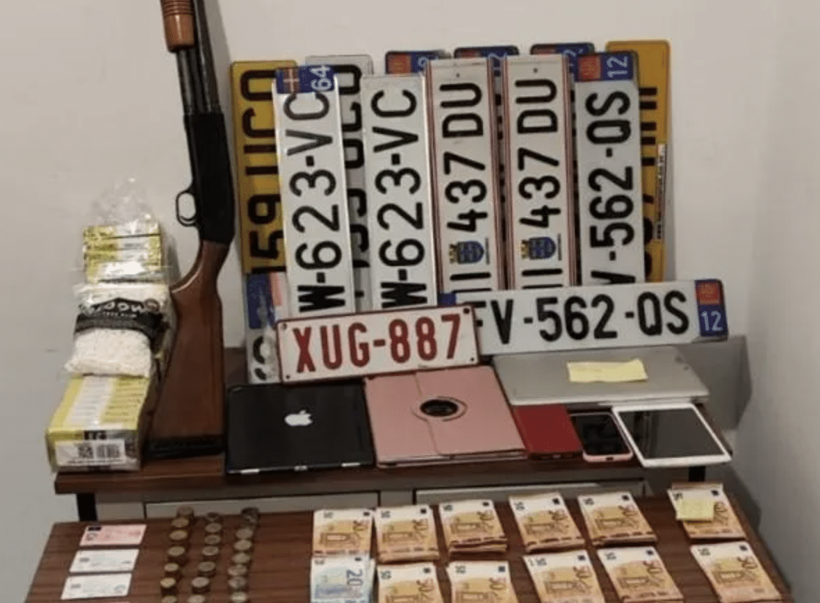 The array of items found in Prizzon's possession when he was arrested in Mêda on Tuesday
