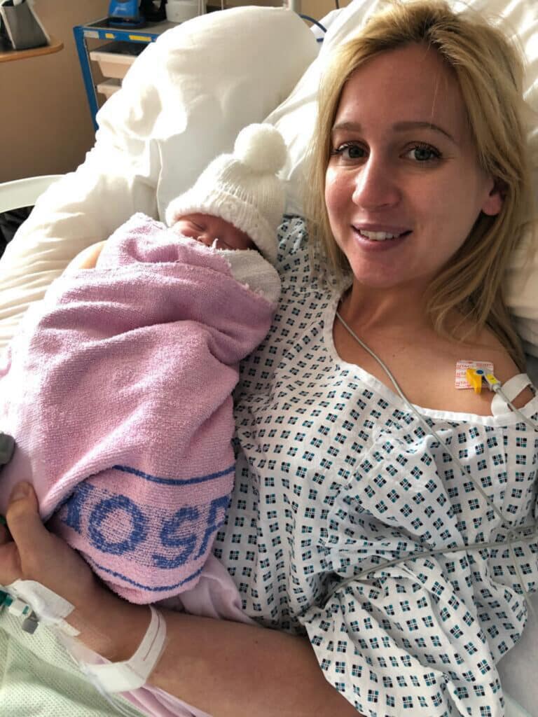 Derek's niece, Amy, with her new born baby, Orla, at hospital during lockdown