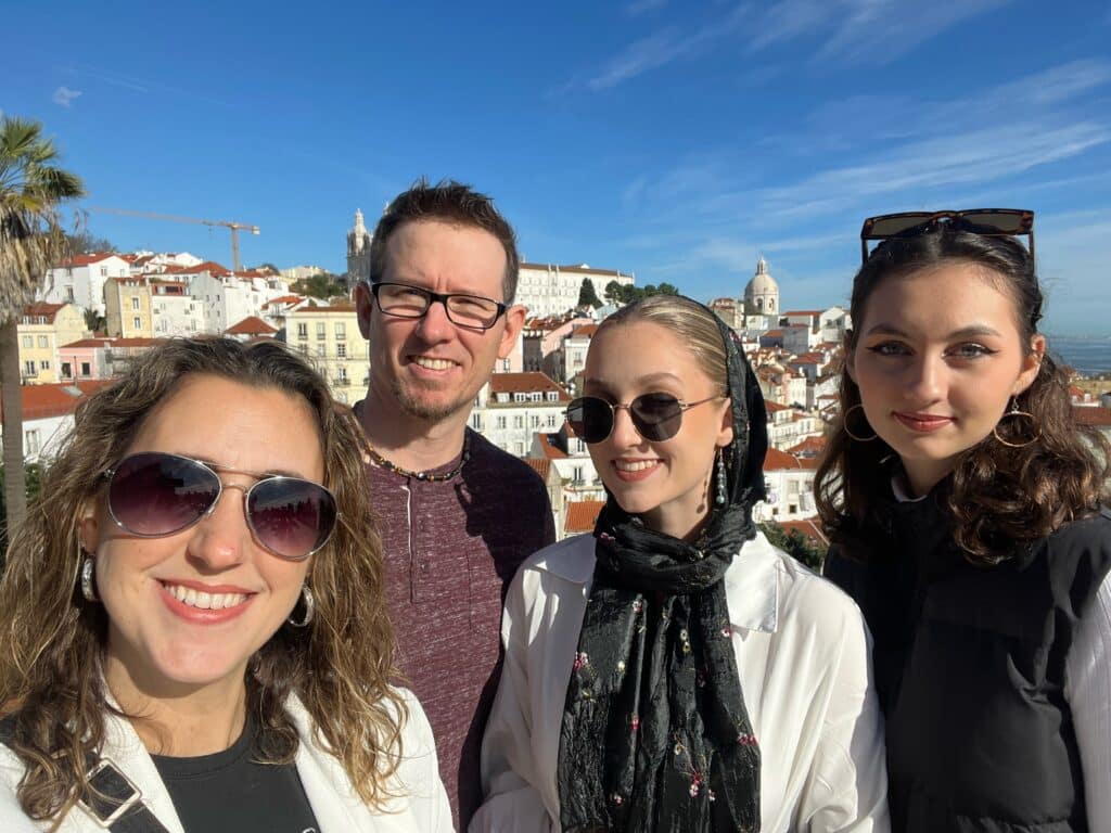 Jeremy and Jeanette with daughters Bailey and Riley in Lisbon