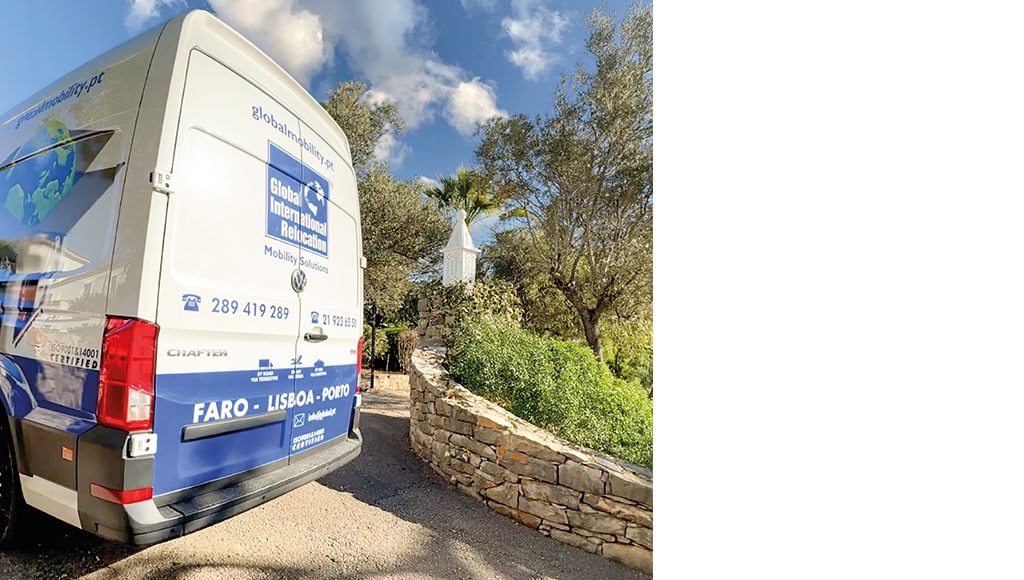Photo of the back of one of Global International's trucks used in the relocationg of, for instance, digital nomads