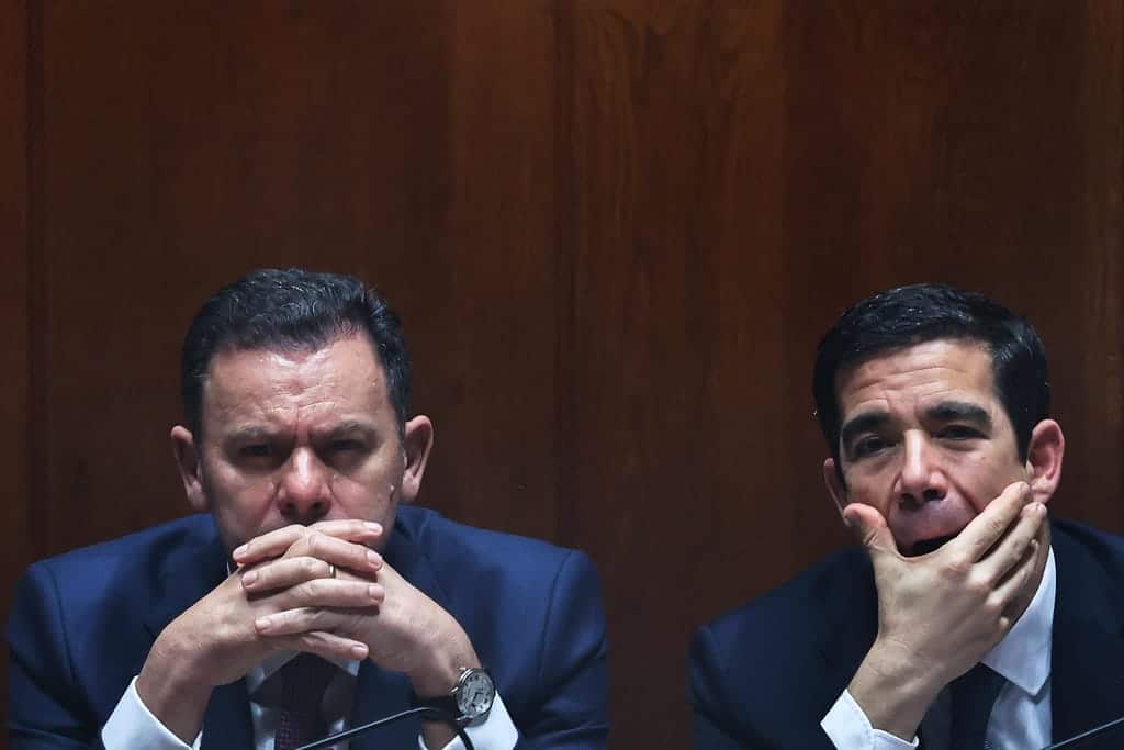 The PM with his minister, Leitão Amaro, who is in charge of dealing with the nation's media. Image: Lusa