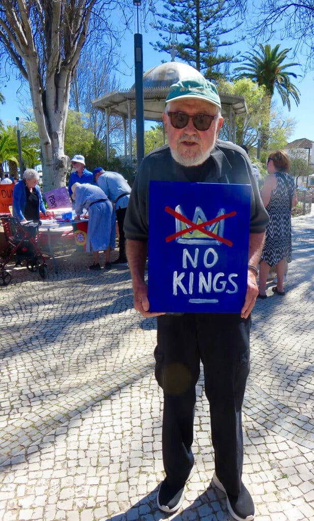 Pat, the expat, with his sign