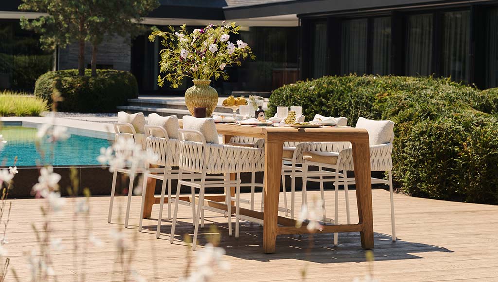 Photo of a terrace with furniture sold by Slings Outdoor Living
